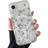 ZTOFERA for iPhone Air Magnetic Case Compatible with Magsafe,Aesthetic Floral Pattern Design Cute for Girl Women,Anti-Drop Protective Hard Phone Cover for iPhone Air-Big White Flower