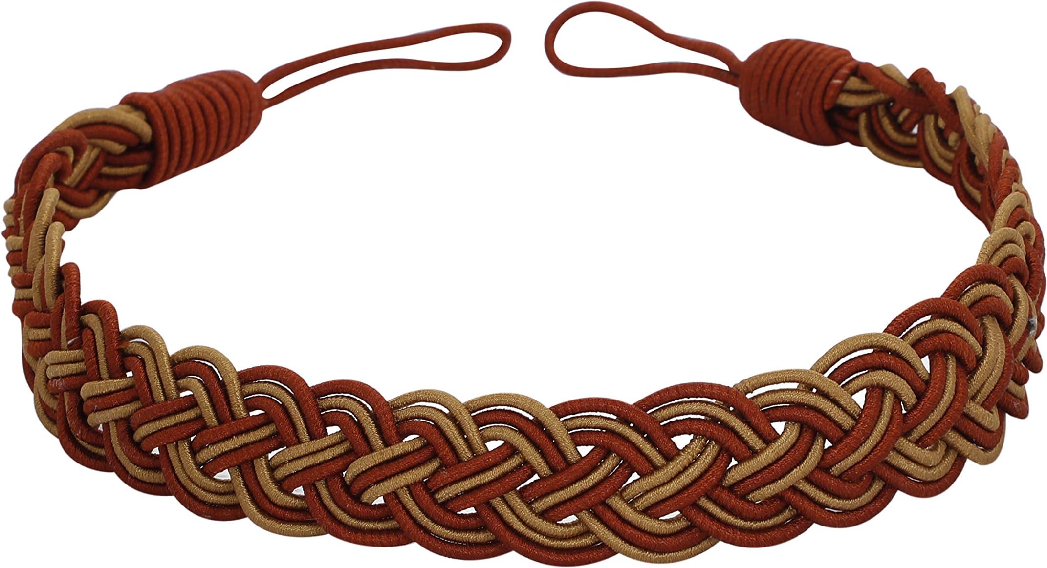 Ramcha Handmade 4 Piece Polyester Tieback Set (Maroon and Gold)