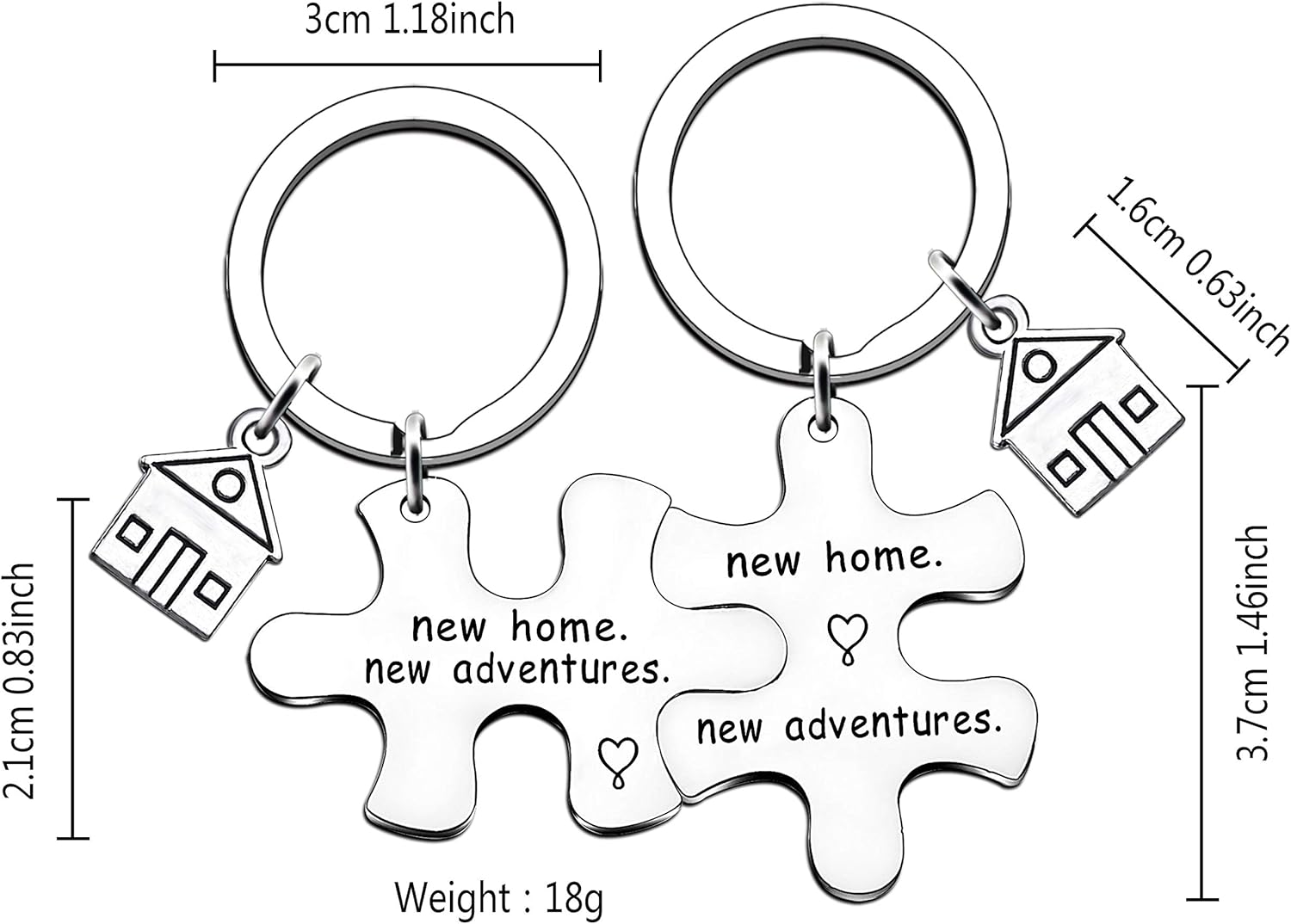 JMIMO New Home Gifts Housewarming Gifts for Couple Relatives Friend First Home Keyring, Silver - Image 3