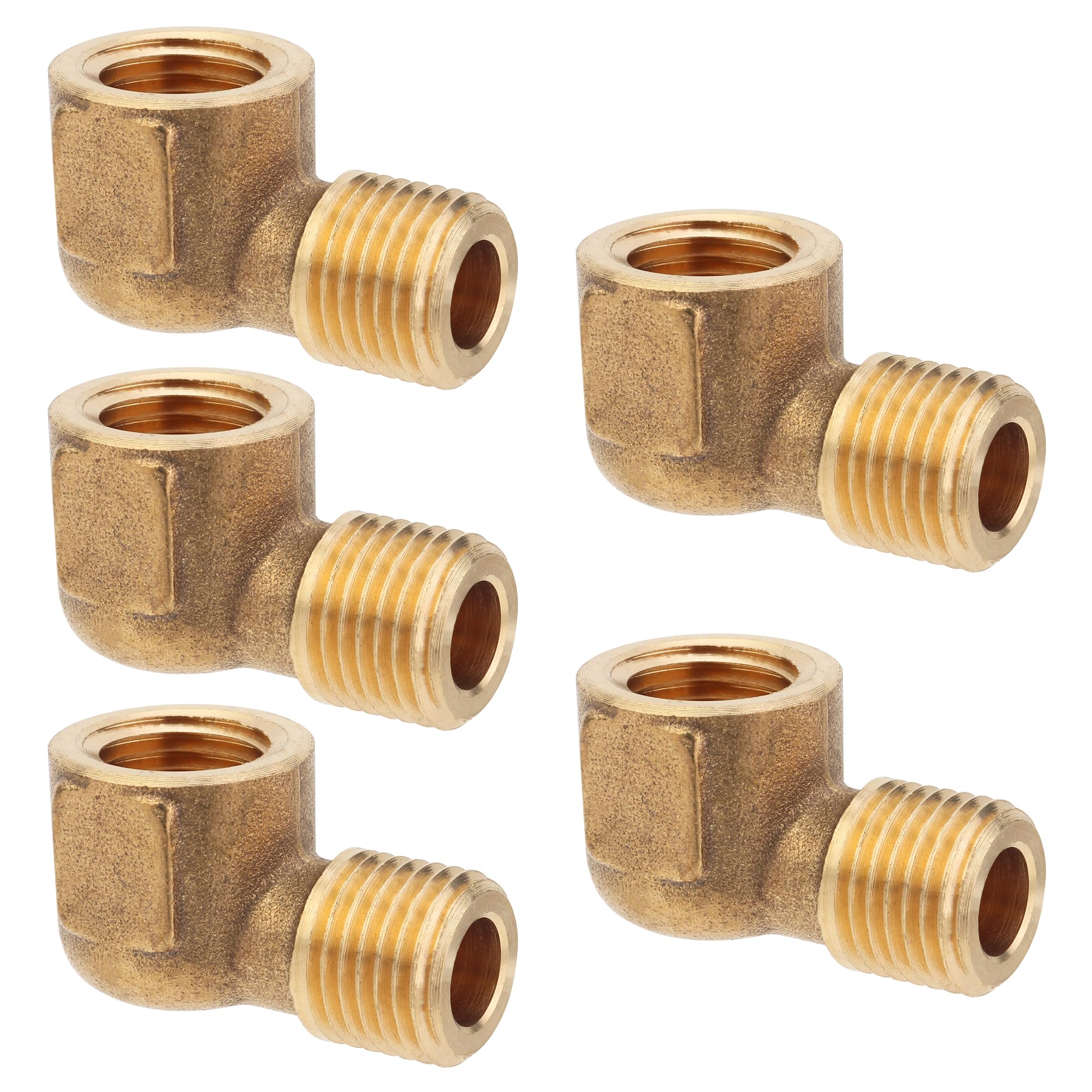 LTWFITTING Brass Pipe 90 Deg 1/4-Inch Male BSPT x 1/4-Inch Female BSPP Street Elbow Forged Fitting Fuel Air Boat (Pack of 5)