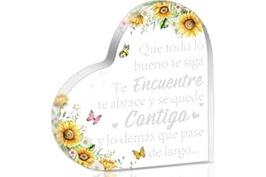 Yopyame Spanish Gifts for Women - Ideal para Amiga Madre Hermana Acrylic Heart Plaque Inspirational Warm Word Acrylic Sign Keepsake Paperweight Gift for Christmas Mother’s Day Birthday in Spanish