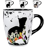 Color Changing Cat Coffee Mug 12OZ - Ceramic Heat Sensitive Cup Hot Cocoa Tea Milk Mugs Hot Drinks and beverages Unique Beautiful Holiday Christmas gift Idea for Cat lovers Furparent women mom grandma