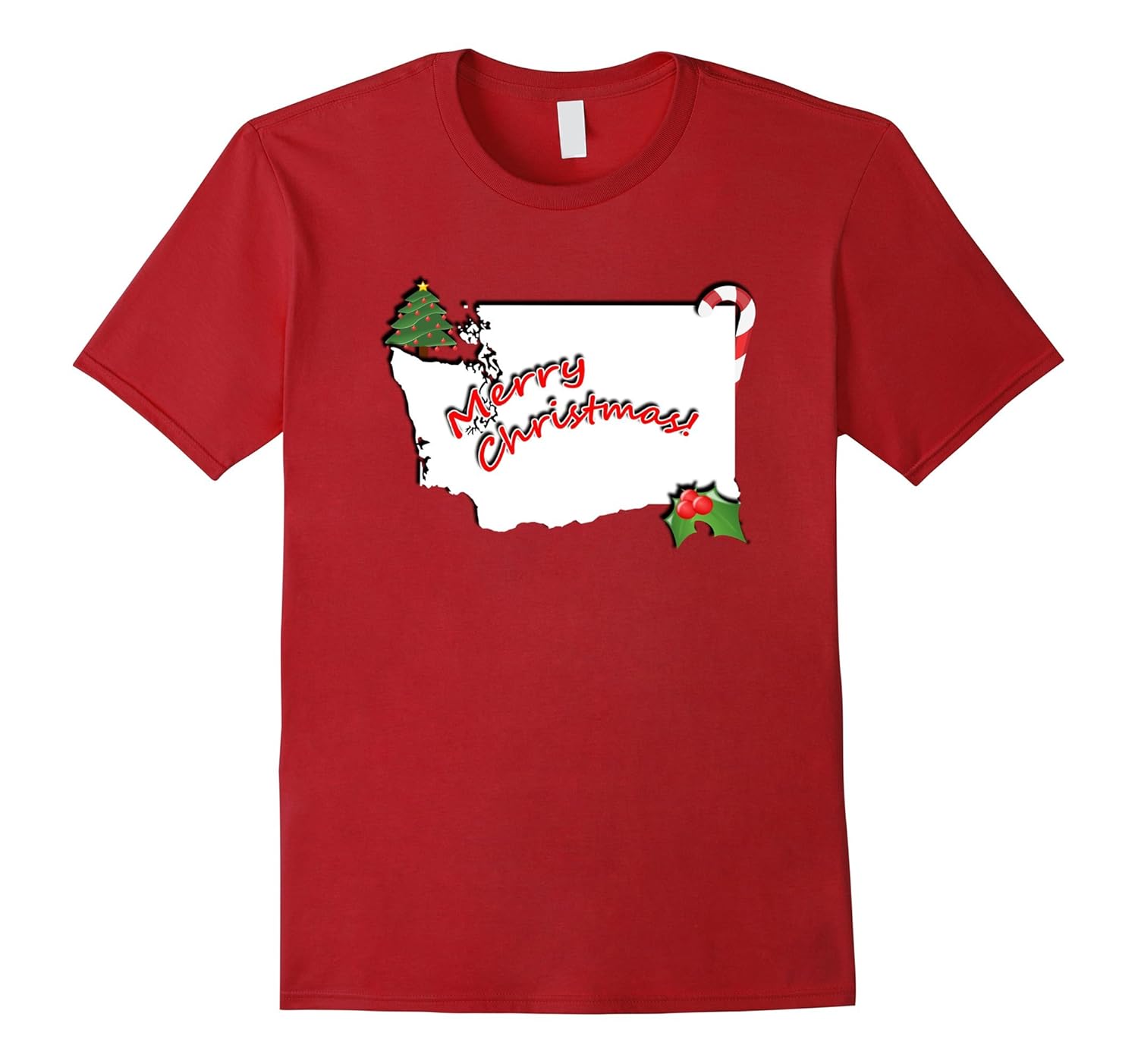 Merry Christmas Washington Shirt State Holiday T-Shirt-ANZ