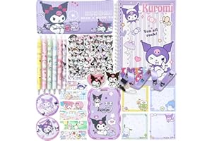 Koiswim Cute School Supplies Kawaii Stationery Gift Set, Including Gel Pens Notebook Pencil Cse Stickers Pins Badge Lanyard Sticky Note Bookmark (K)