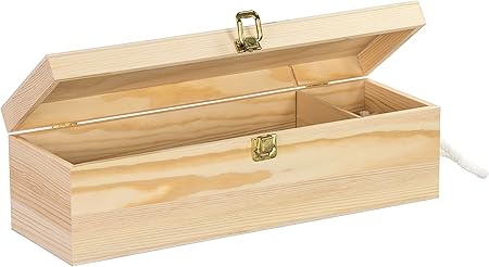 LAUBLUST Caja de Madera para Botellas de Vino, 38 x 13 x 12 cm, Natural, FSC