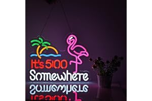 ROOUNEON Flamingo Its 5 00 O'clock Somewhere Neon Sign for Wall Décor Dimmable LED Bar Beer Neon Light USB Powered Neon Art Signs