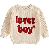 Lesimsam Toddler Baby Boy Valentine's Day Outfit Letter Embroidery Knit Sweater Long Sleeve Knitted Pullover Sweatshirt Top