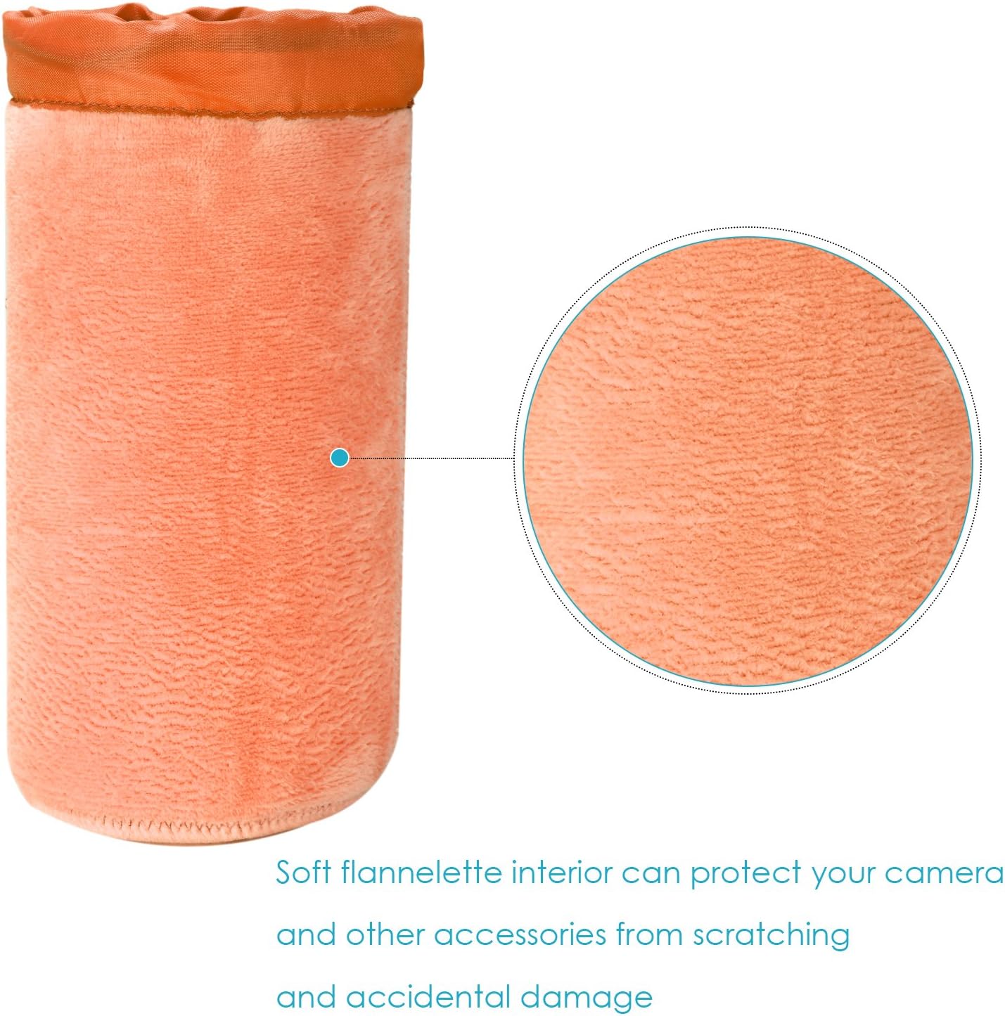 Neewer Cylinder Pocket Case for Camera Lens, 4 Cases in 4 Sizes, Thick Protective Storage Bag with Drawstring, Orange Interior for Digital SLR Camera Lenses - Image 5