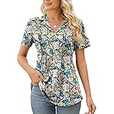 Kistore Womens Short Sleeve Polo T Shirts V Neck Summer Basic Tops Fashion 2025 Business Casual Work Blouse S-XXL