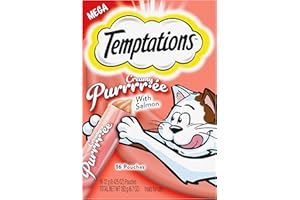 Temptations Creamy Puree with Salmon Lickable, Squeezable Cat Treats, 0.42 Oz Pouches, 16 Count