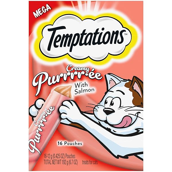 TEMPTATIONS CREAMY PUREE WITH SALMON LICKABLE, SQUEEZABLE CAT...