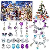 Advent Calendar 2025 Kids, 24 Days Christmas Countdown Calendar with 22Pcs DIY Charm Beads, 2 Bracelets,3D Xmas Tree, Xmas Gift for Girls Boys Teens Women (Purple)
