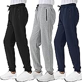 3 Pack Boys Fleece Sweatpants Athletic Soft Jogger Pants with Zipper Pockets Size 4-20 (No Pilling,No Fade)