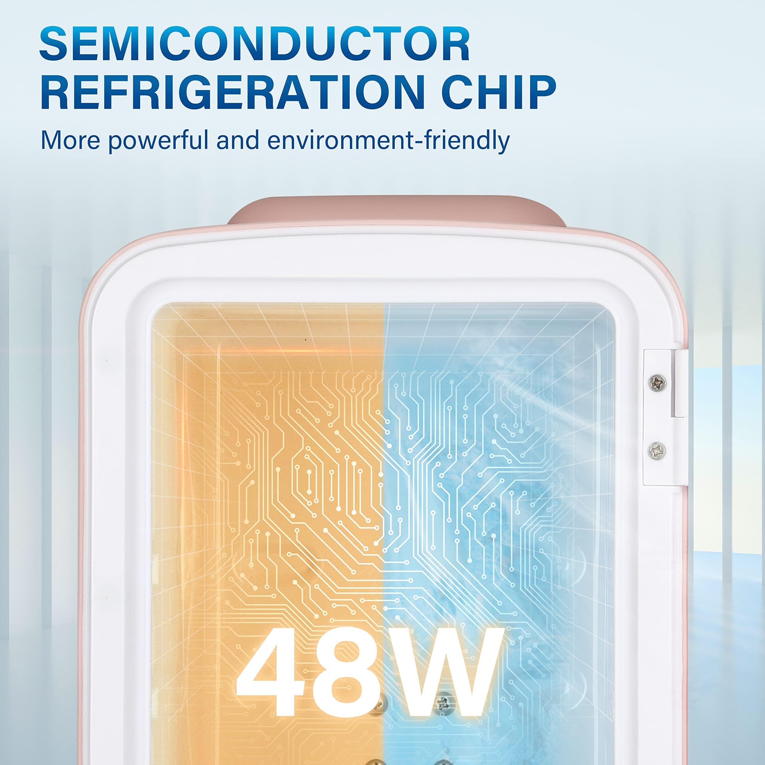 HealSmart 4L/6 Can Mini Fridge, Freon-Free Portable Cooler & Warmer Refrigerator for Skincare, New Pink - Image 3