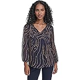 Tommy Hilfiger Womens Long Sleeve Pintuck Popover Work Blouse