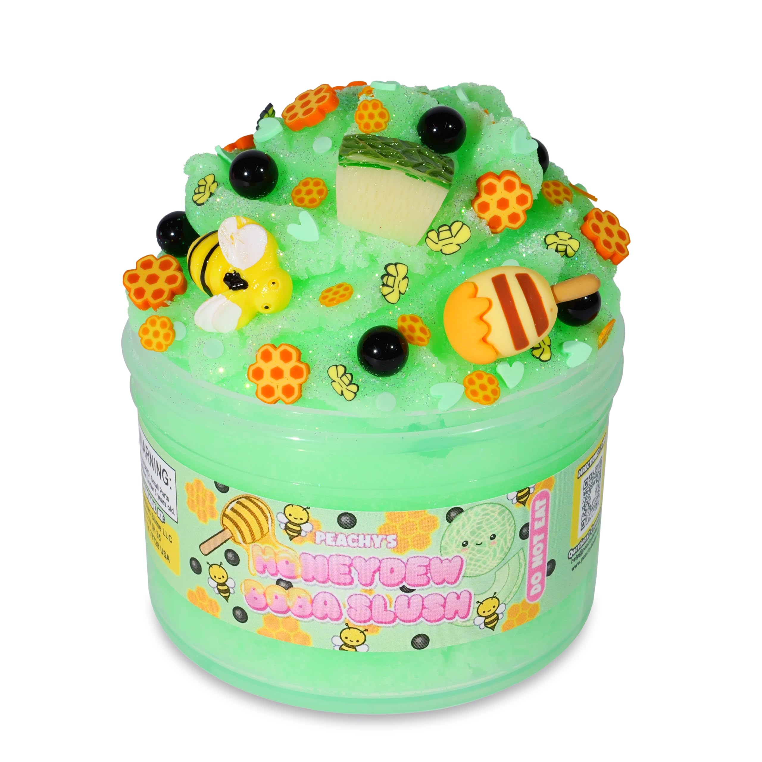 Peachybbies Honeydew Boba Slush Slime, Made in USA Premium, 100% Authentic, 7 oz. ICEE, Scented for Kids, ASMR, Fidget Toys