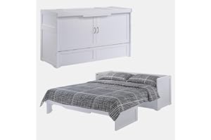 NIGHT & DAY Murphy Cube Cabinet Bed PRE-Assembled by SDS Cabinet Beds with 6" Memory Foam Mattress (White Finish)
