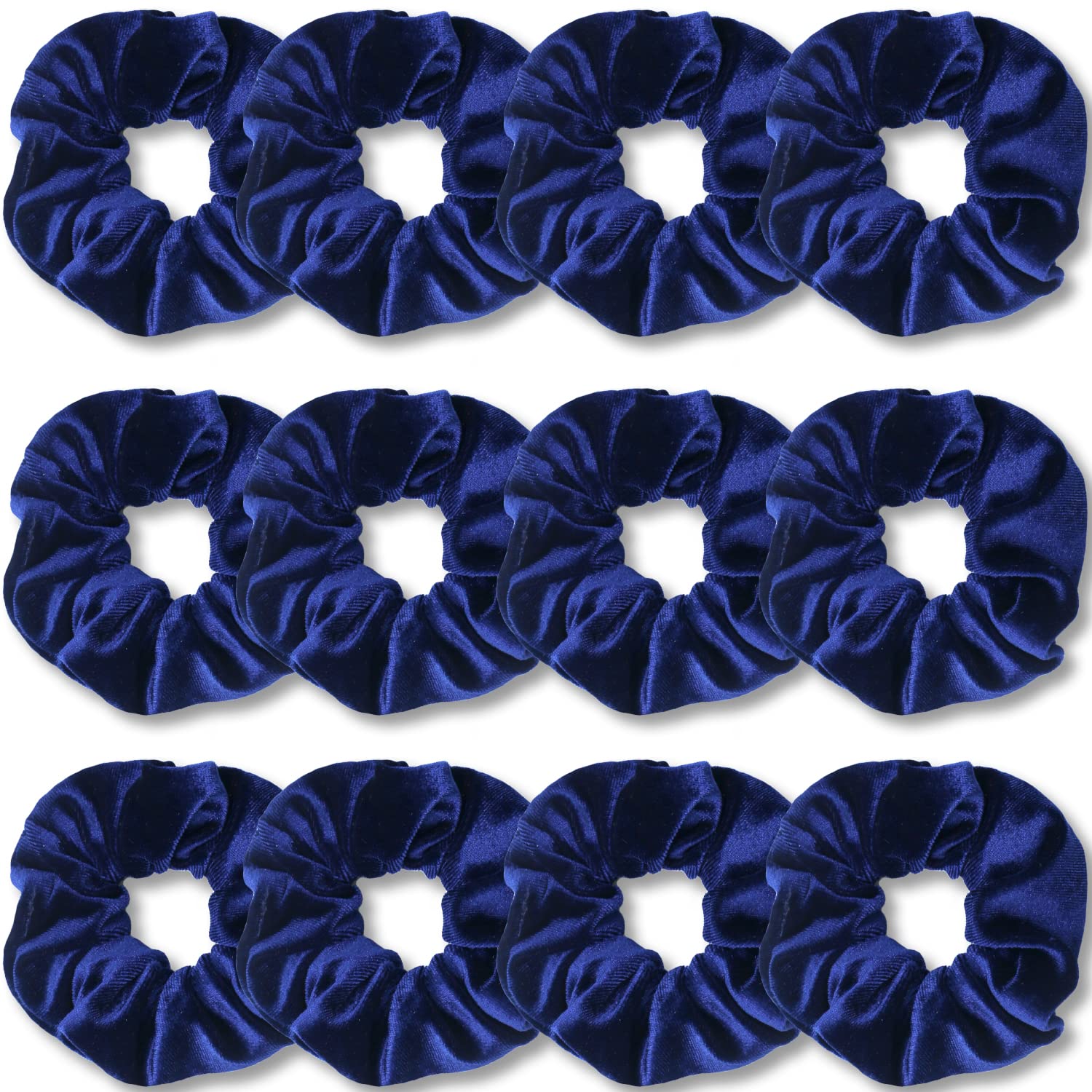 VENUSTE Royal Blue Scrunchies, Premium Velvet Scrunchy for Hair, Solid Colors Thick Hair Bands, Soft Ropes Ponytail Holder Hair Accessories for Women and Girls, 12 Pack