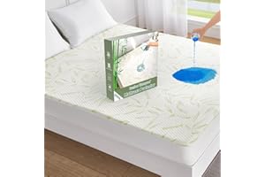 SOFTHOUR Queen Waterproof Mattress Pad Cover, Soft Breathable Cooling Mattress Pad Cover, Viscose Waterproof Mattress Protector Stretches up to 21” Deep Pocket Tightly Fitted Mattress Protection