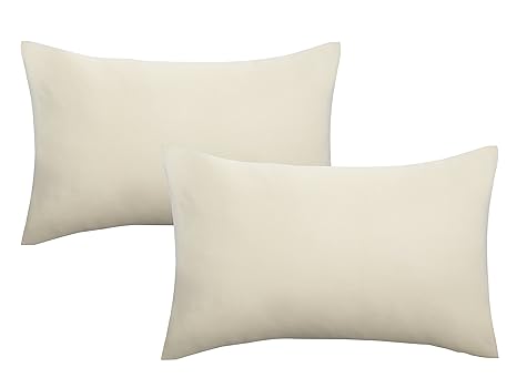 Biberna 0077144 Jersey-Kissenhüllen aus 100 % Baumwolle mit Reißverschluss, 2er-Pack, 40 x 60 cm Natur, 27 x 18 x 3 cm