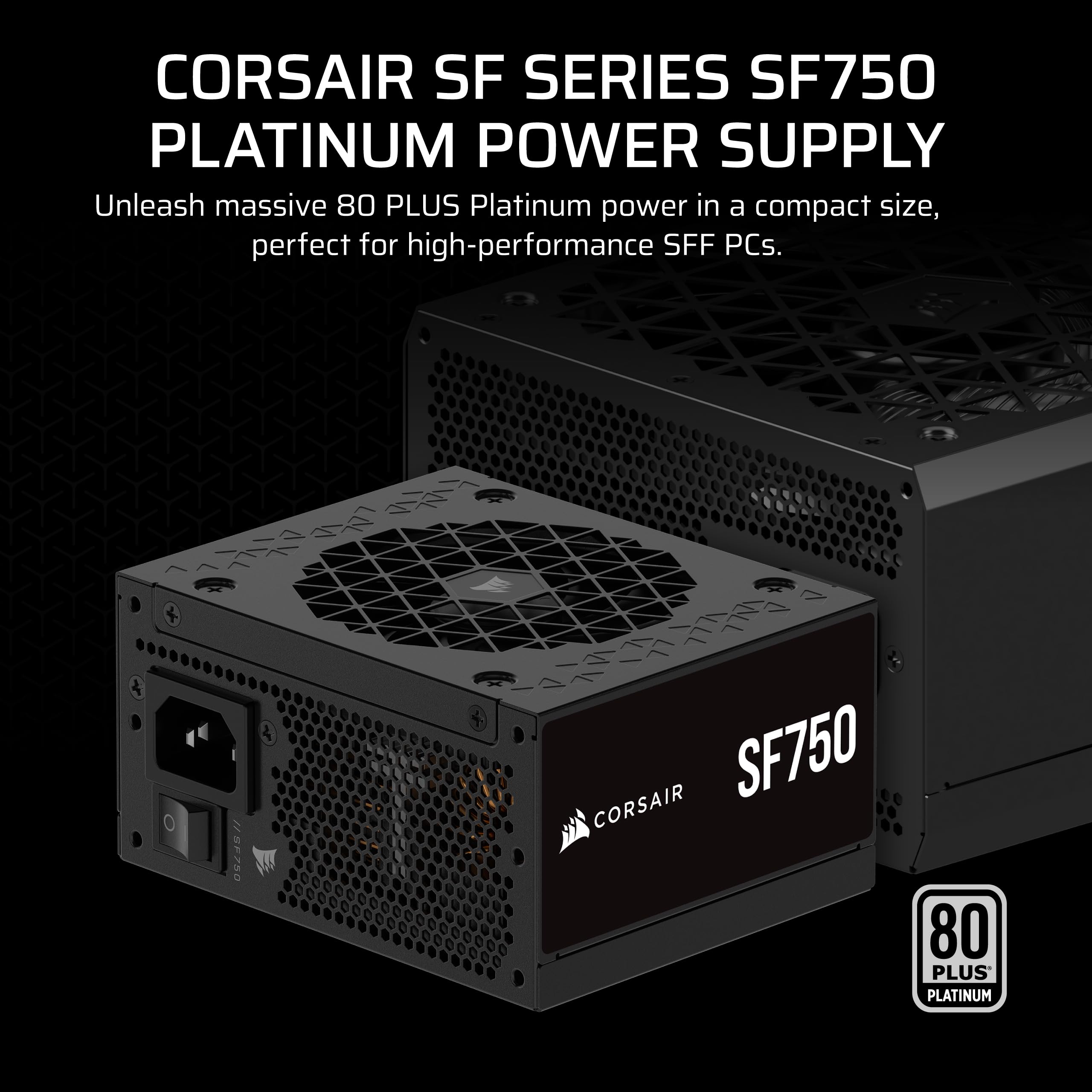 Corsair SF750 (2024) Fully Modular Low Noise 80 Plus Platinum ATX Power Supply – 3.1 Compliant – PCIe 5.1 Ready – SFX-to-ATX Bracket Included – Black