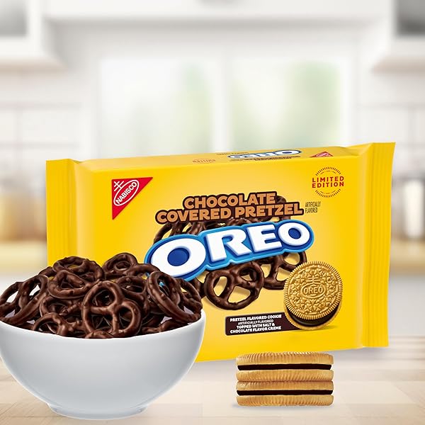 OREO CHOCOLATE COVERED PRETZEL SANDWICH COOKIES, LIMITED EDITION, 10.68 OZ