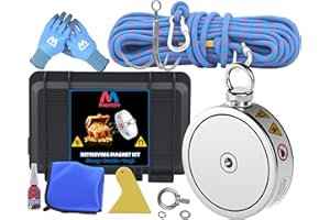 Magnetpro 2000LB’s Complete Retrieving Magnet Fishing Kit | Double Sided Fishing Magnet Kit | Includes Strong Neodymium Magnets, Durable 65ft Rope, Carabiner, Gloves, Grappling Hook & Carry Case