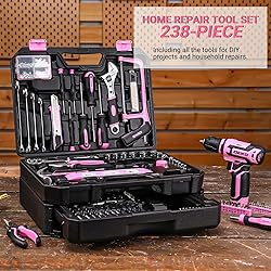 Pink Tool Kit Box Drill Set：DEKOPRO Home Mechanic