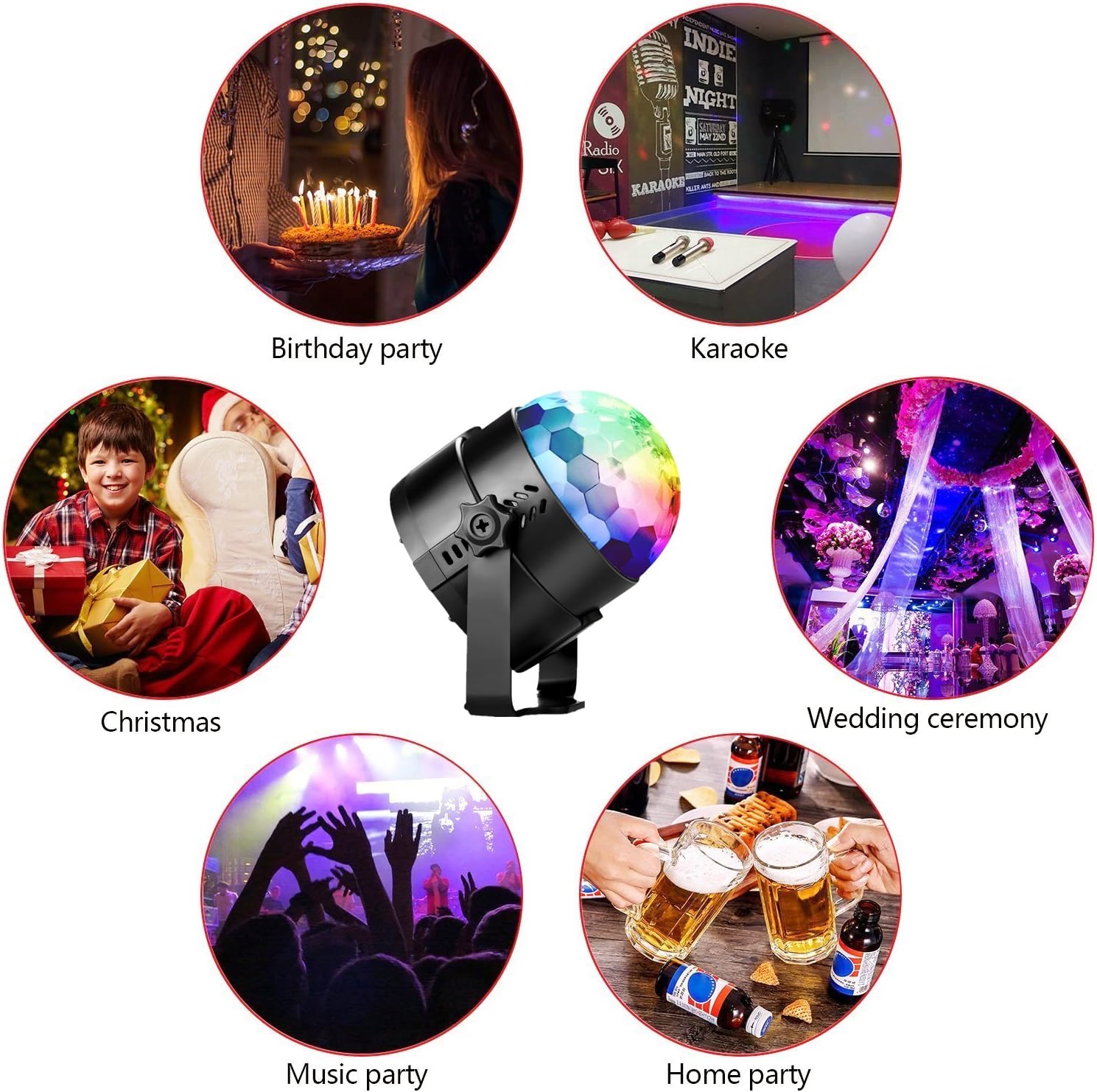 Disco Ball Disco Lights-COIDEA Party Lights Sound Activated Storbe Light With Remote Control DJ Lighting,Led 3W RGB Light Bal, Dance lightshow for Home Room Parties Kids Birthday Wedding Show Club Pub: Musical Instruments