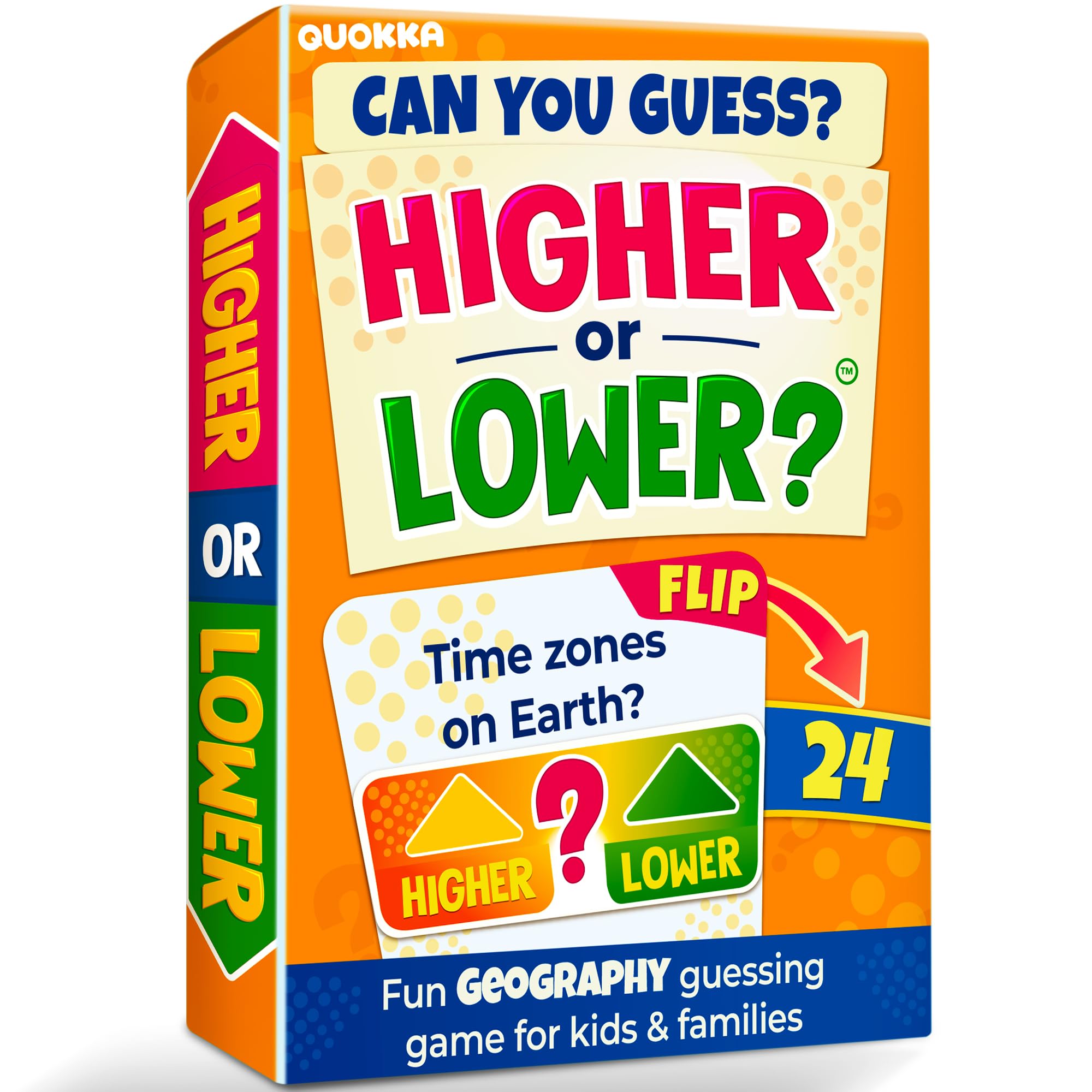 QUOKKA Card Games For Kids & Adults - Higher or Lower Family Board Games - Geography Ver. 2.0 - Have a Guess Fun Questions - Trivia Quiz - Challenge Party Activities for Family Night - Travel for Kids