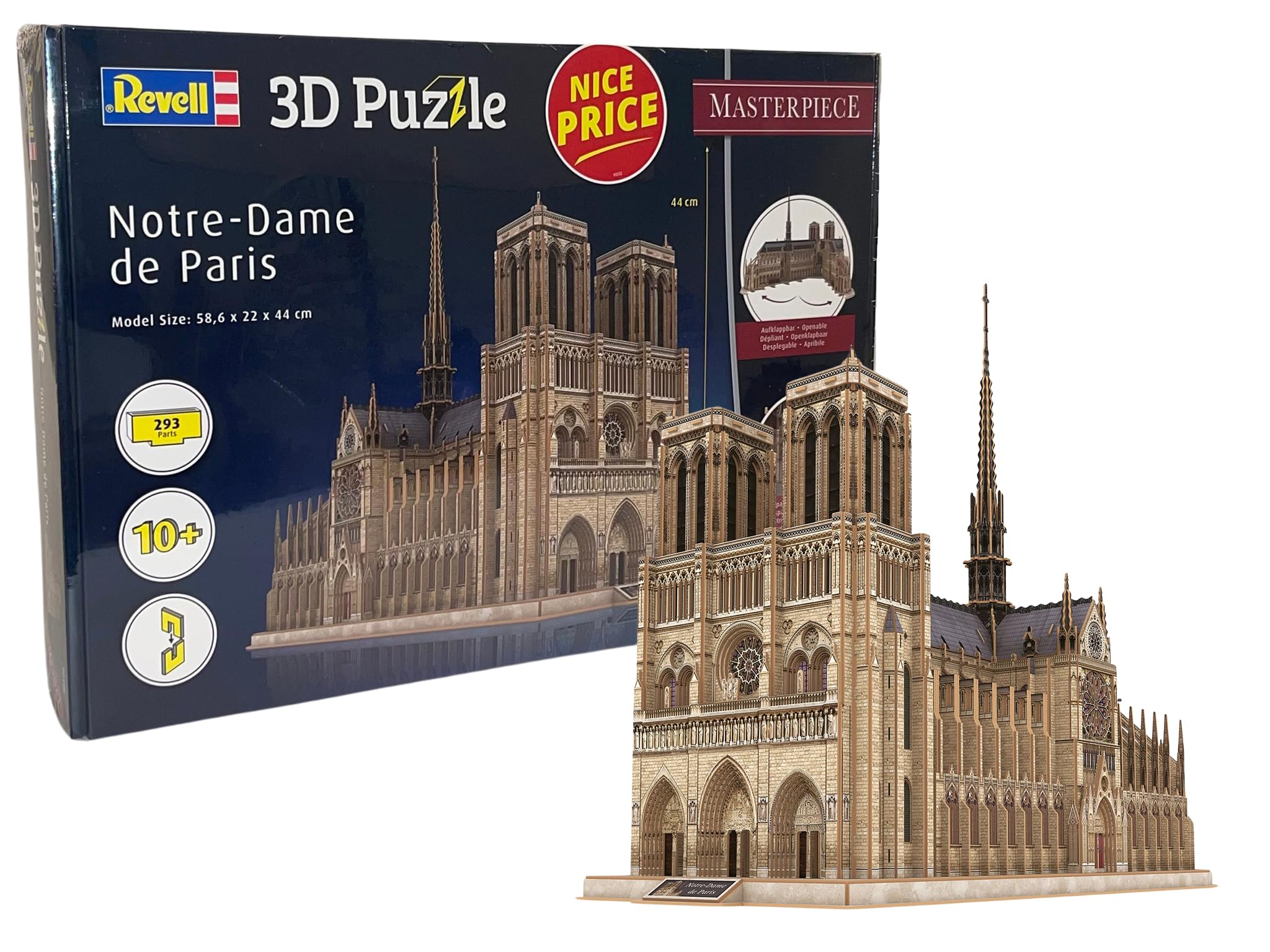 Revell 3D Puzzle 00190 Notre-Dame de Paris - Masterpiece Edition 293 Pieces, Highly Detailed, 58cm in length, Fun & Easy To Build