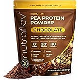 Nutraflav Pea Protein Powder for Muscle Building & Recovery - 20g Plant-Based Vegan Protein Powder Per Serving with 5 Ingredients - Iron-Rich, Easy to Digest, No Aftertaste - 20.4oz, Chocolate Flavor