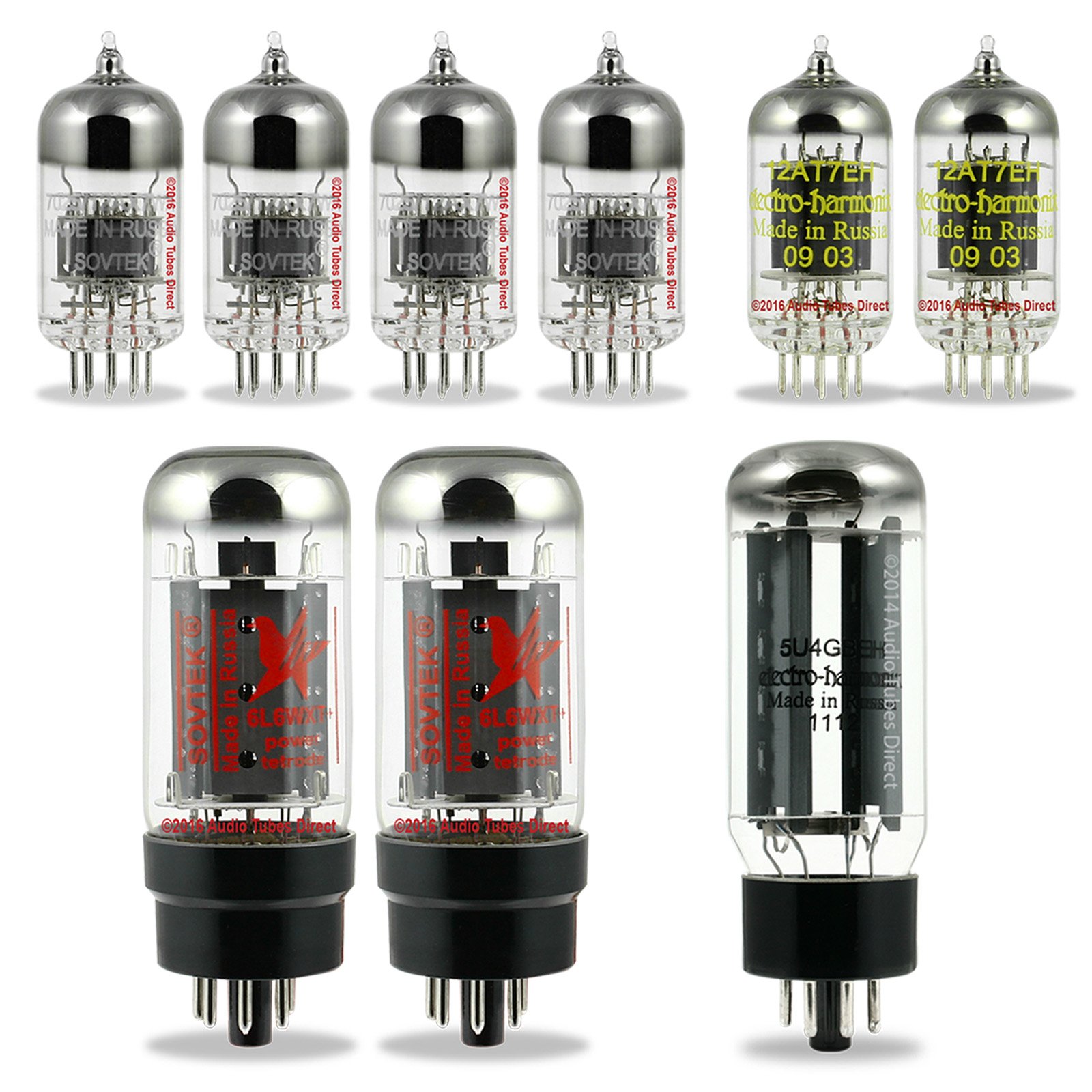 Sovtek/EH Tube Kit For Fender 30 & Fender Pro Reverb w/5U4 Amps 6L6WXT+ 12AX7WA 12AT7 5U4GB