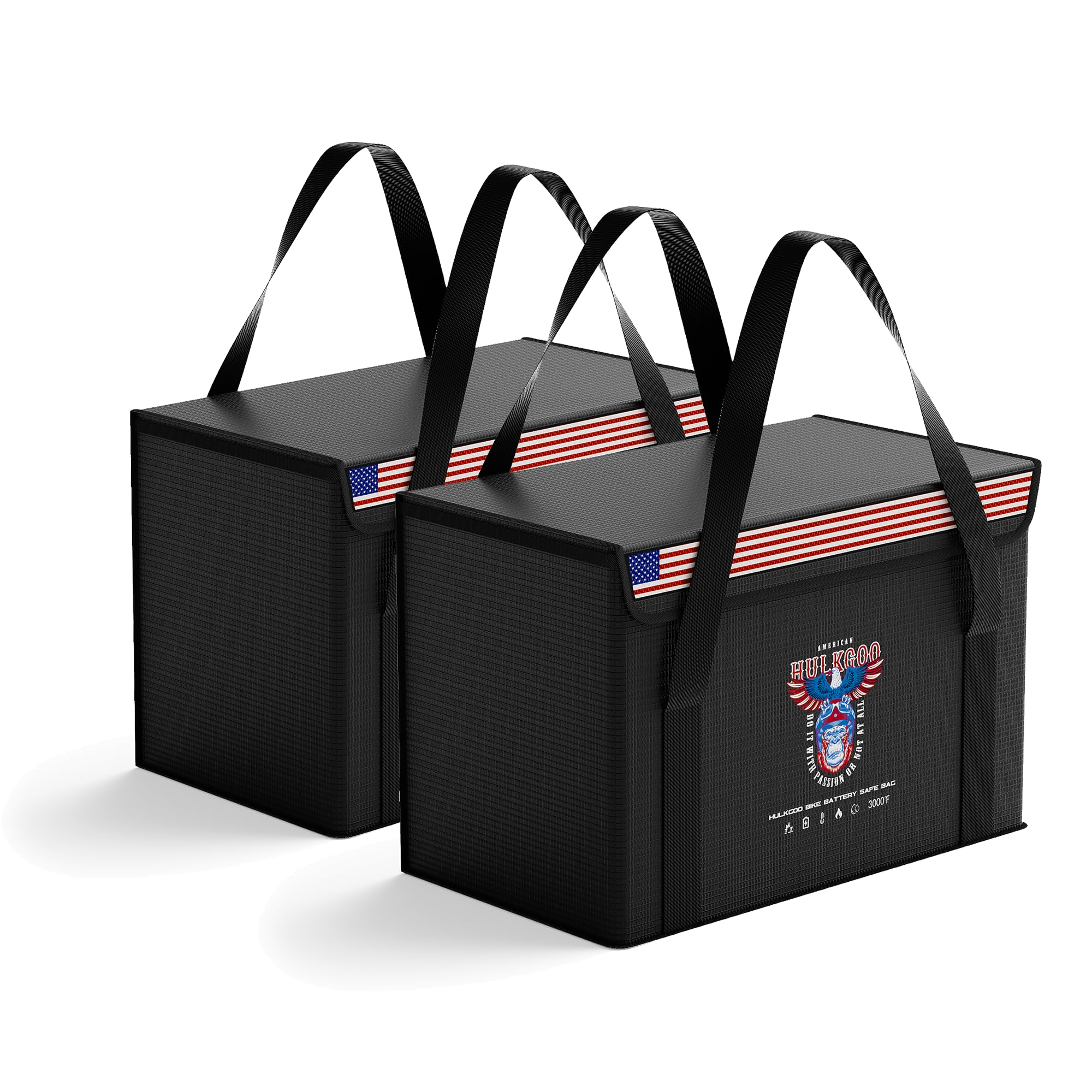 Photo 1 of 12V 100Ah LiFePO4 Lithium Battery Fireproof Safe Bag Large Capacity Explosion-Proof Battery Bag LiPO Safe Bag Waterproof Battery Storage Box(14 * 9.5 * 7.8inch), 2-Pack