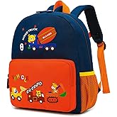 willikiva Car Dinosaur Kids Toddler Backpack for Boys and Girls Children Waterproof Preschool Bag(Orange Traffic Paradise)