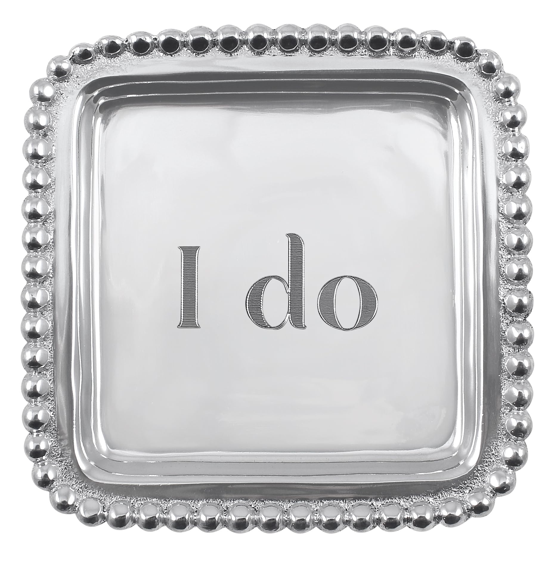 MARIPOSA 3200ID I do Beaded Square Tray, Aluminum, Silver