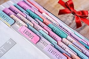 Mack & Blanc - Laminated Pastel Bible Tabs [Large Print, Easy to Apply] Books of The Bible Tabs Large Print for Women's Study