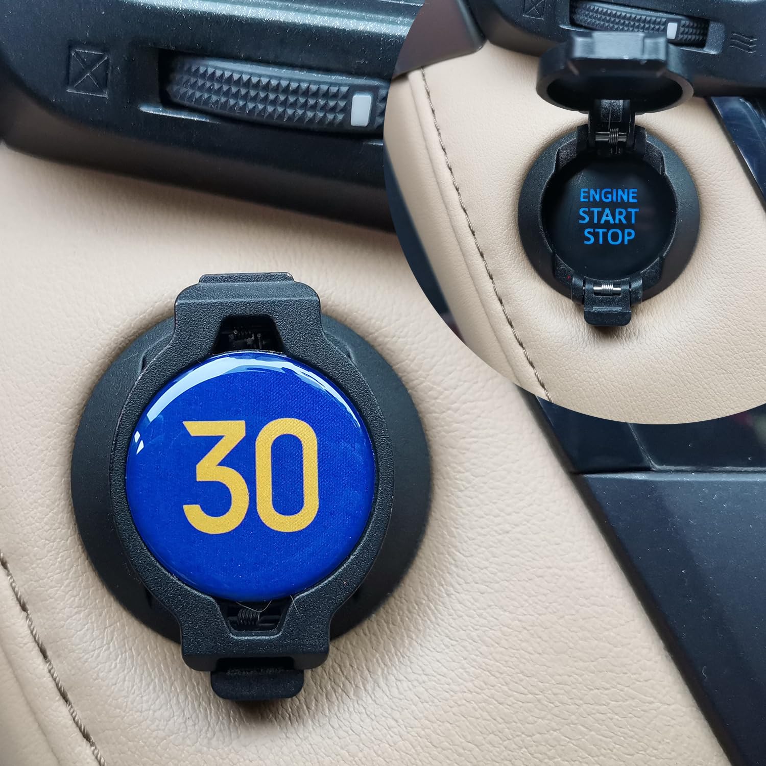 Photo 1 of Push Start Button Cover, Car Push to Start Button Cover, Universal Press Push to Start Covers, Car Engine Start Stop Button Cover Anti-Scratch Protector Ring Universal Button Decoration (SC-by)