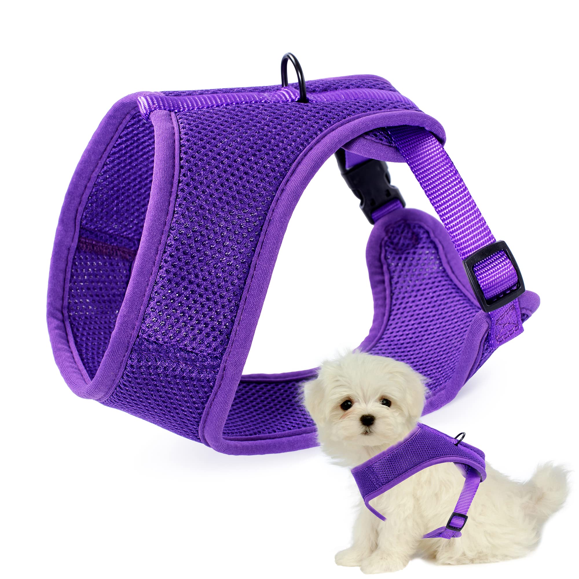 Photo 1 of Mile High Life Step in Dog Harness for Small Dogs No Pull, Easy Get on Air Mesh Vest Harness, Adjustable Easy Closures Both Neck and Chest (Purple, L Chest 21.6"-43.2")