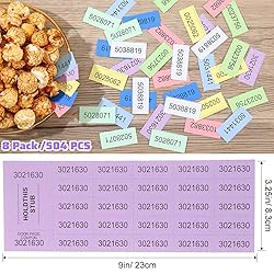 Kosiz 504 Sheets 25 Bid Raffle Ticket with