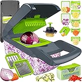 Vegetable Chopper Dicer with Container | Cheese Grater Mandoline Slicer Cabbage Shredder French Fry Cutter Stainless Steel fo