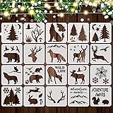 20 Pieces Stencil Template for Painting Reusable Animal Plant Spring Summer Winter DIY Christmas Stencils for Painting on Woo
