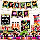 Taco Bar Decoration Kit, Mexican Fiesta Party Decorations Taco Bar Banner Sign Tent Garland for Cinco De Mayo Fiesta Mexican Theme Party Bachelorette Bridal Shower Wedding Birthday Taco Party Supplies