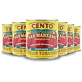 Cento Certified San Marzano Whole Peeled Tomatoes, 28 Oz (Pack of 6), Canned Plum Tomatoes in Thick Puree with Basil, Grown a