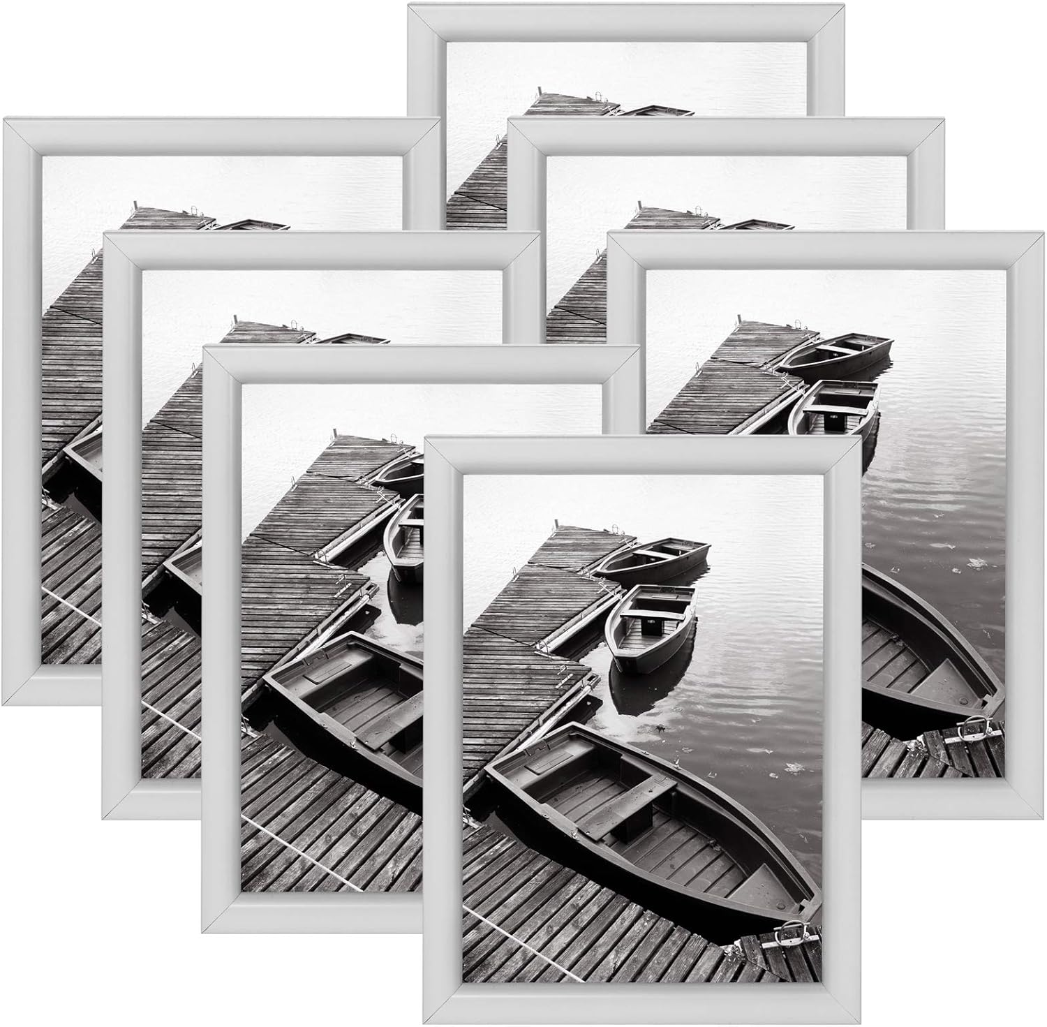 Giverny 5x7 Picture Frames Set of 7, Gray Photo Frames for Wall or Tabletop Display, Simple Design Glossy Finish Frame Perfect for Home Decoration, Office, Hotel and Various Ceremonies Praties