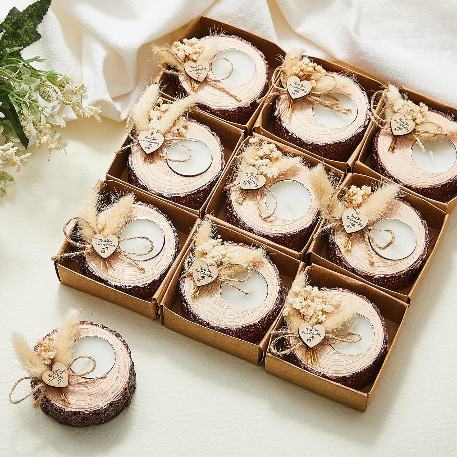 12 Pcs Rustic Wedding Candles - Bridal Shower Favors & Decorations