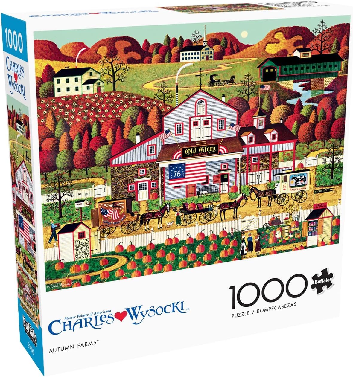 Buffalo Games - Charles Wysocki - Autumn Farms - 1000 Piece Jigsaw Puzzle for Adults Challenging Puzzle Perfect for Game Nights - Finished Size 26.75 x 19.75