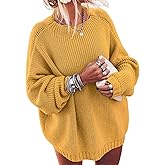 Ugerlov Women's Oversized Sweaters Batwing Sleeve Mock Neck Jumper Tops Chunky Knit Pullover Sweater