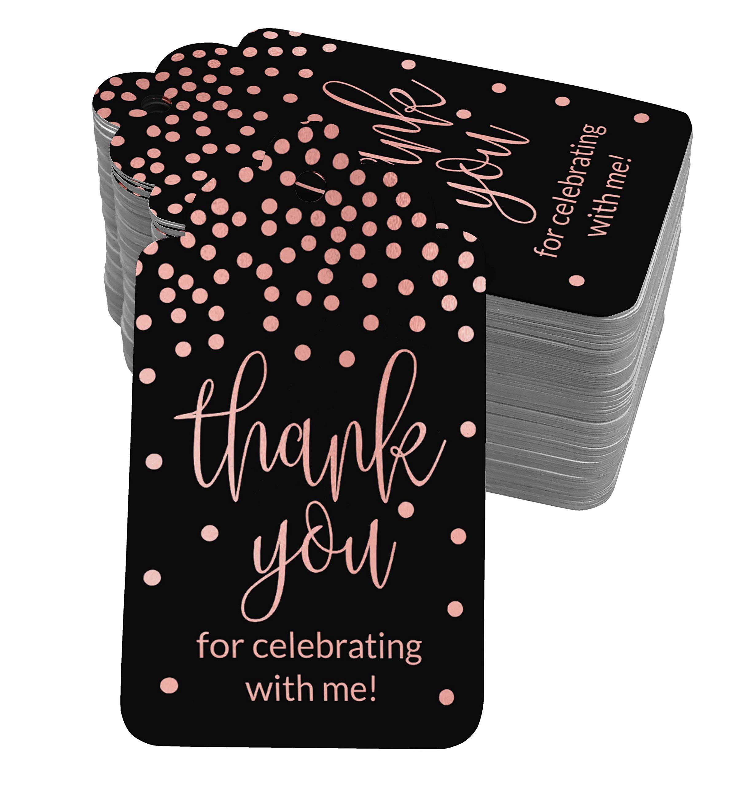 Inkdotpot Pack Of 50 Thank You For Celebrating With Me Birthday Favor Paper Tags Craft Real Rose Gold Foil Hang Tags