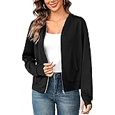 Totatuit Womens Long Sleeve Zip Up Cardigan Jacket Outfits Crewneck Casual Bomber Coat Lightweight Sweatshirts